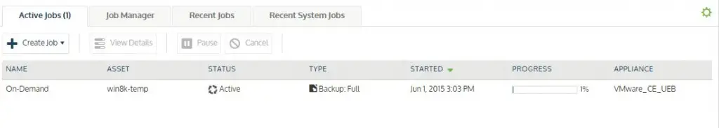 unitrends free edition ui protect jobs running