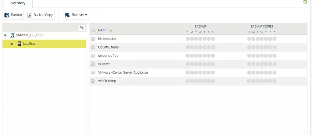 unitrends free edition ui protect select vcenter
